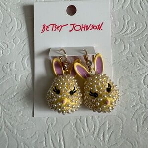Betsey Jonhson Bunny Pearl Embellished Drop Earrings